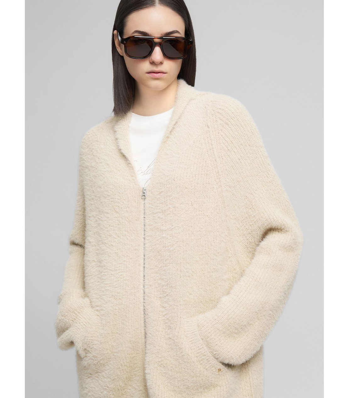 ロングジップカーディガン 詳細画像 ライトベージュ 5